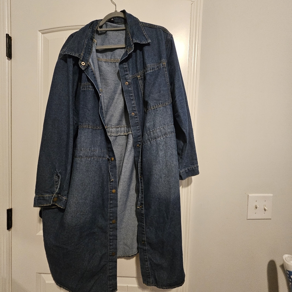 Shein Dark Wash Jean Duster Jacket- size 4xl- worn twice